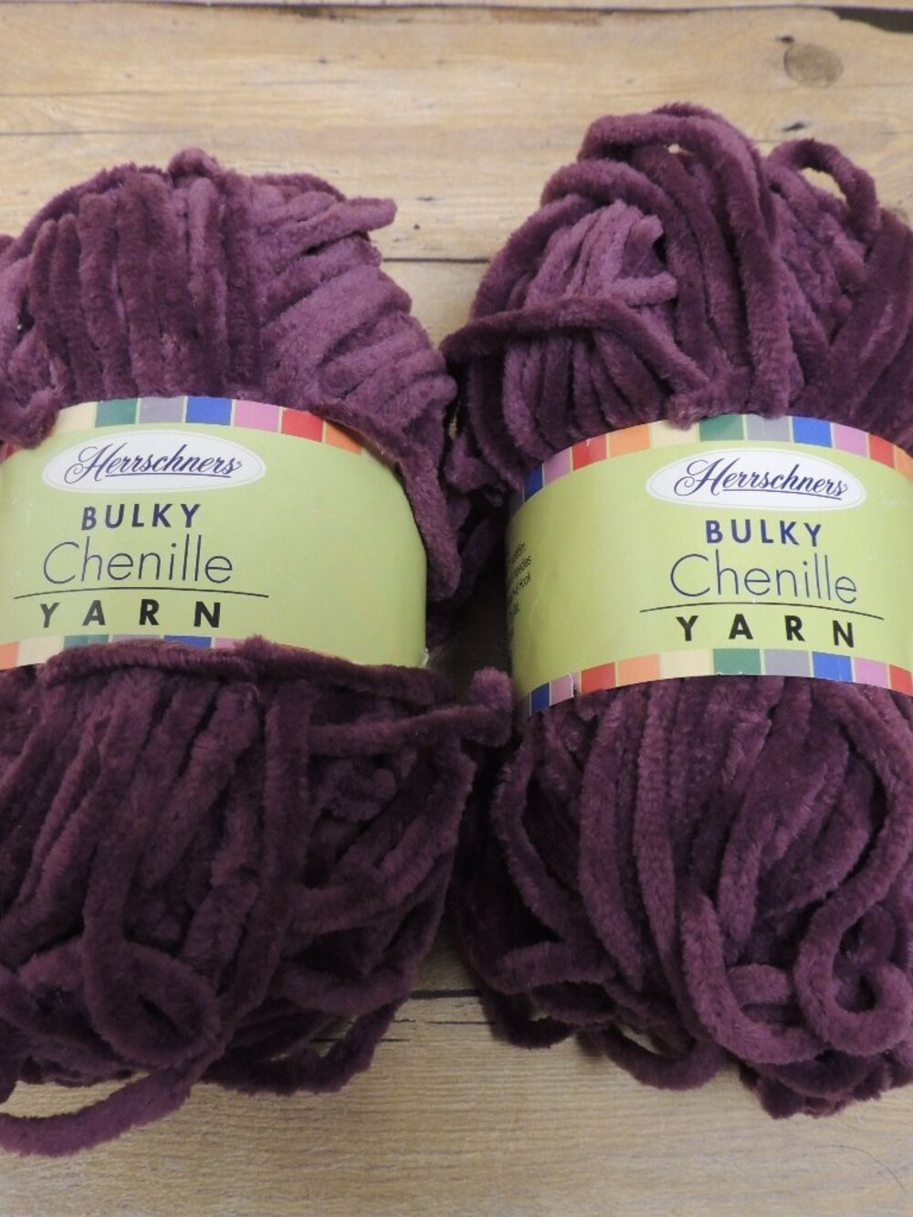 Herrschners Bulky Chenille Yarn in the color purple Lot of 2